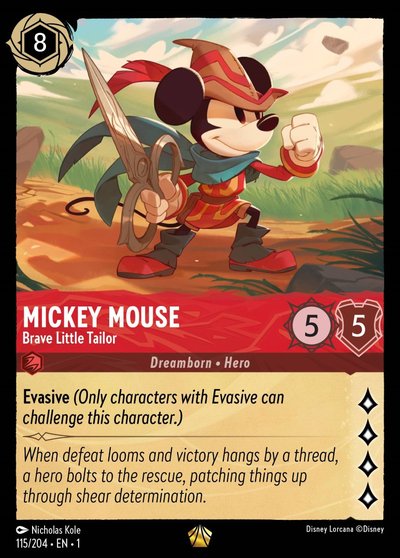 Disney Lorcana The First Chapter Mickey Mouse Brave Little Tailor Legendary card
